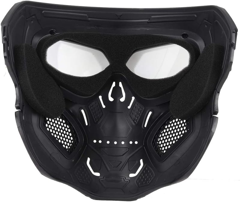 WISEONUS Airsoft Taktikai Koponya Maszk - Teljes Arc Védelem Paintball, Vadászat, CS Játék, Halloween és Cosplay Eseményekhez - Fekete TPU