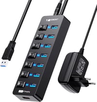 VEMONT 7 portos USB 3.0 hub aktív tápegységgel és intelligens töltőporttal 1