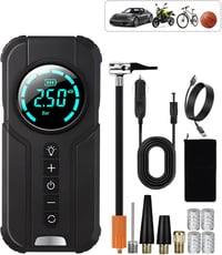 VICKSONGS 180PSI Elektromos Kerékpárpumpa, 7200mAh Akkus Kompresszor Autóhoz, Biciklihez 7