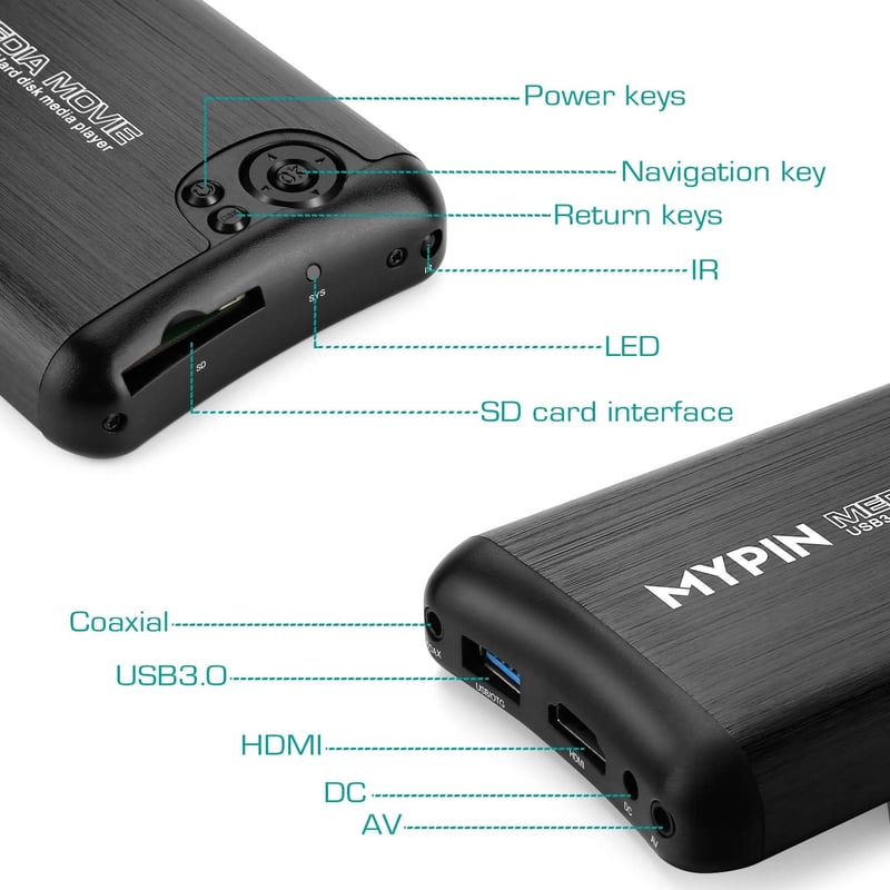 MYPIN Multimédia Lejátszó Box HDMI/AV/VGA - USB 3.0 Támogatással