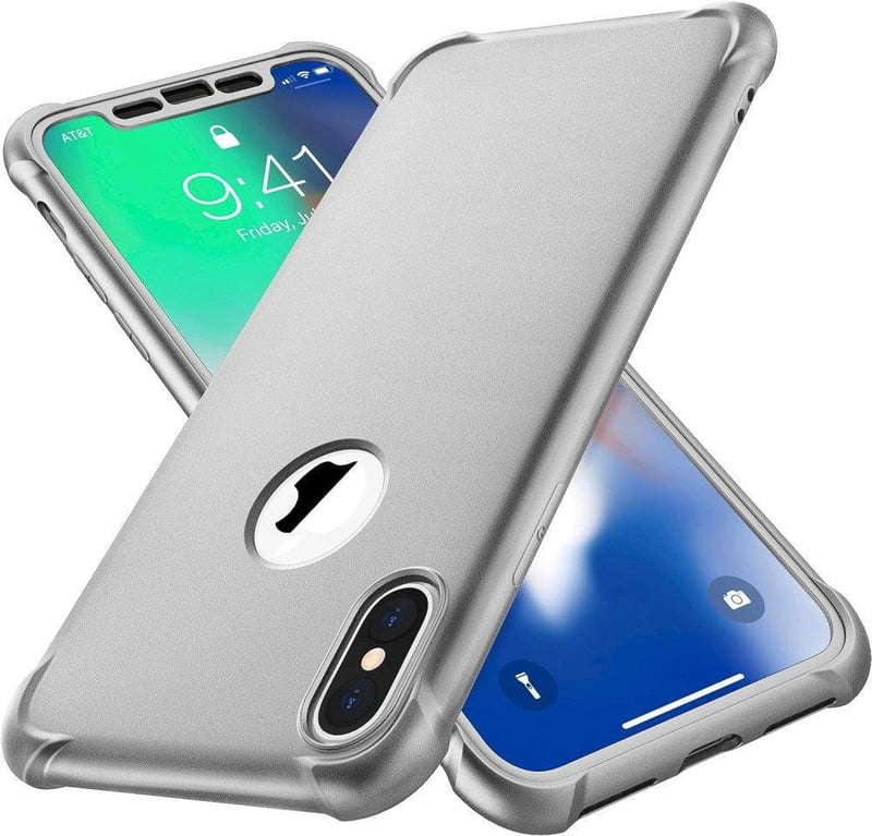 iPhone X/XS Szürke Szilikon Védőtok + 2db Edzett Üvegfólia Szett