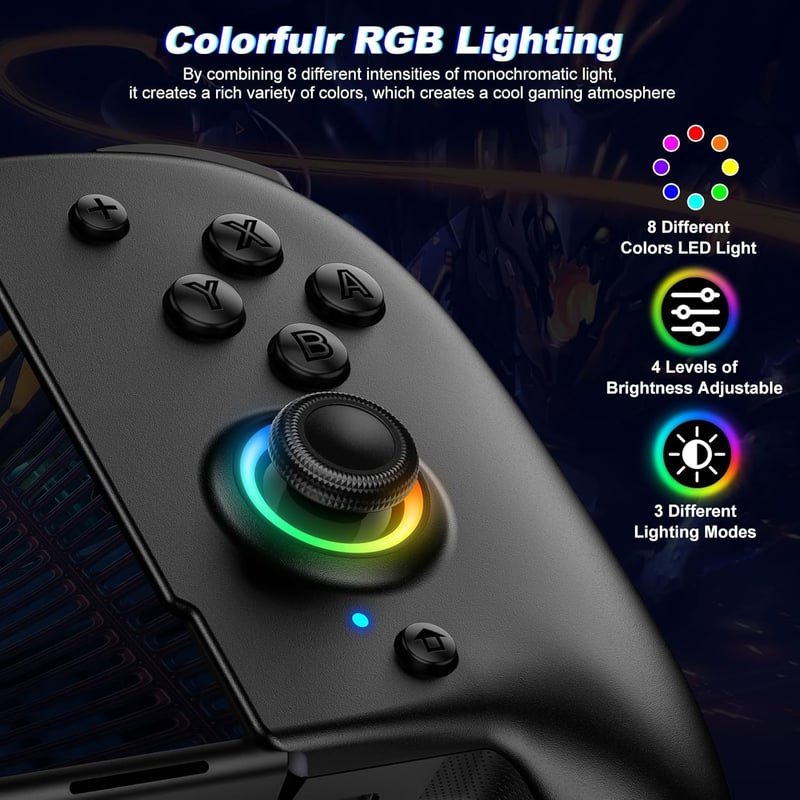 Coogamefly Vezeték Nélküli Kontroller Nintendo Switch/OLED-hez - Ergonomikus Markolatú Pro Controller Hall Joystickkel, Turbo Funkcióval és 