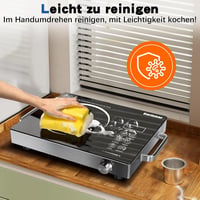 Karinear Hordozható Kerámia Főzőlap Fogantyúval - 2000W Elektromos Egyzónás Tűzhely, Időzítővel, Gyerekzárral, 650°C, Üvegkerámia Felület 6