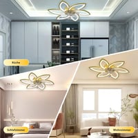 Revneey LED Mennyezeti Ventilátor 6 Fejjel - 66W Szabályozható Fényerő (3000-6000K), Csendes, Irányváltható, Arany, 78x15cm - Nappali, Háló, 7
