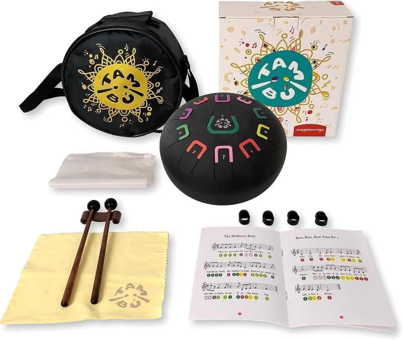 TAMBÚ 8 Colos Fekete Matt Acélnyelves Handpan Dob 11 Hanggal