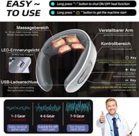 ATMOKO Intelligens Nyakmasszírozó Készülék Fűtéssel és EMS Funkcióval, 6 Üzemmód, 9 Intenzitás 5