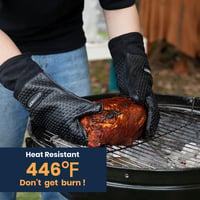 GEEKHOM Hőálló BBQ Kesztyű - Vízálló Szilikon Konyhai Fogókesztyű, Csúszásmentes Edényfogó Sütéshez, Grillezéshez, Pizzakészítéshez - Fekete 4