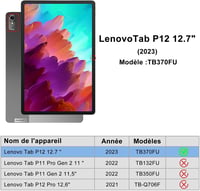 FARYODI billentyűzet Lenovo Tab P12 12.7 hüvelykes (2023) táblagéphez – 7 színű háttérvilágítással, levehető vezeték nélküli Bluetooth billentyűzet francia AZERTY kiosztással, fekete – kompatibilis a Lenovo Tab P12 12.7" 3K (TB371FC) 3