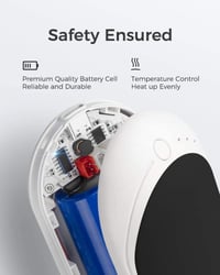 OCOOPA Újratölthető Kézmelegítő, 5200 mAh, 2 db, Alumínium, 3 Hőfokozat, Powerbank Funkcióval, Fekete, Kültéri Sportokhoz, Raynaud Szindrómá 2