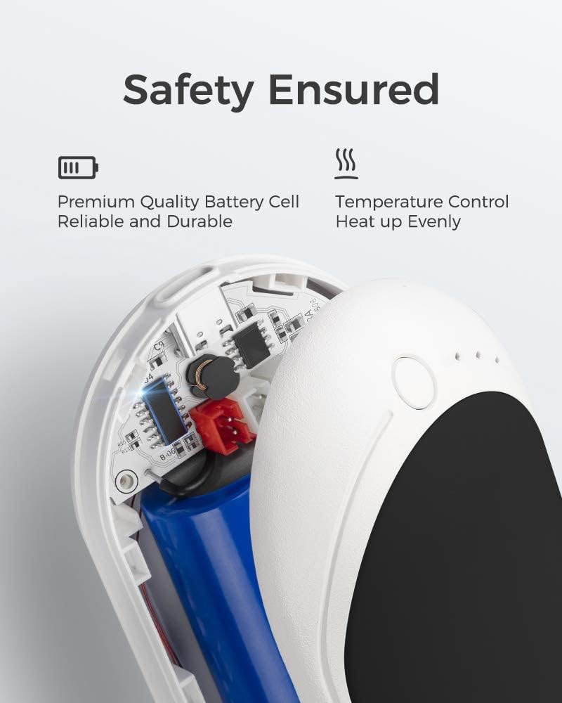 OCOOPA Újratölthető Kézmelegítő, 5200 mAh, 2 db, Alumínium, 3 Hőfokozat, Powerbank Funkcióval, Fekete, Kültéri Sportokhoz, Raynaud Szindrómá