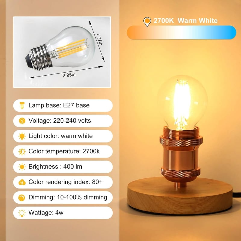 BRIMAX E27 Dimmelhető LED Izzó, Vintage Edison, Meleg Fehér 2700K, 10db
