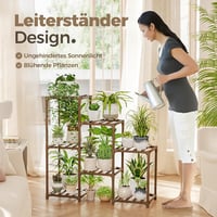 Bamworld Bambusz Növényállvány 7 Szintes - Beltéri/Kültéri Virágtartó Létra, Karbonizált Fa, 68 kg Teherbírás, Erkélyre, Kertbe 6