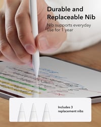 ESR iPad Ceruza 2018-2025 Modellekhez - Dőlésérzékelős Digitális Toll Tenyérfelismeréssel, iPad 11/10/Air/Pro/Mini Kompatibilis, Fehér 8