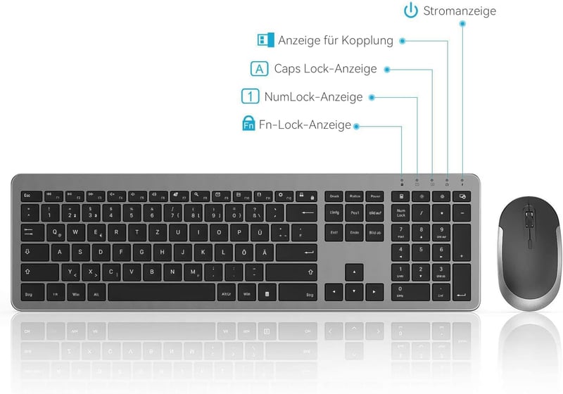 seenda SK38-3 Vezeték Nélküli Billentyűzet-Egér Szett, Ultravékony Tölthető, Ergonomikus, Szilikon Porvédővel, PC/Laptop/Smart TV Kompatibil