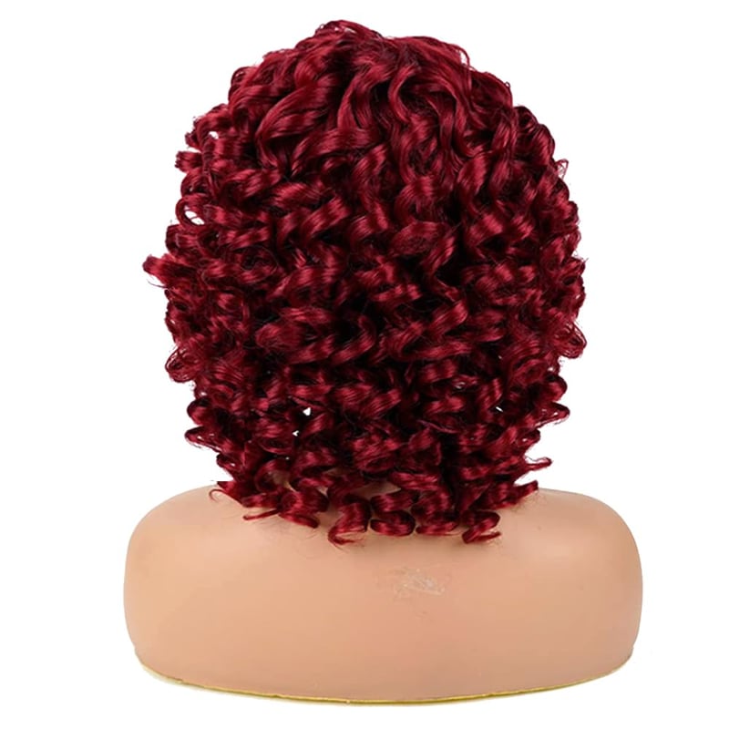 PORSMEER Rövid Vörös Afro Paróka Göndör Frufruval - Halloween, Cosplay Jelmezekhez