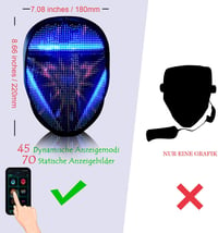 Megoo LED Maszk Bluetooth-szal, Programozható, Gesztus Vezérelhető - Farsangi, Halloween Partikra 6