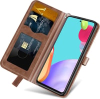 Samsung Galaxy A53 5G Barna Bőr Tok Kártyatartóval, Mágneses 3