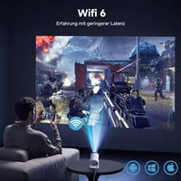 Polocsh Mini Projektor WiFi 6 és BT 5.2 - 720P Full HD, Automata Keystone Korrekció, 180° Forgatható, 130" Képméret, Android 11.0 - Telefon/ 4