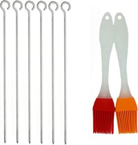 Weber Grillkészlet: 6 Rozsdamentes Acél Nyárs és 2 Szilikon Olajecset BBQ-hoz 1