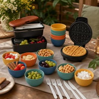 Csokis fondüest: 8 db tálka + bento 4 evőeszközzel + 2 szósztégely + 20 cm gofrisütő 1
