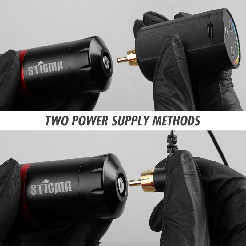 Stigma Pro vezeték nélküli tetoválógép szett - 1400 mAh akkumulátor, 20 db patron tűvel