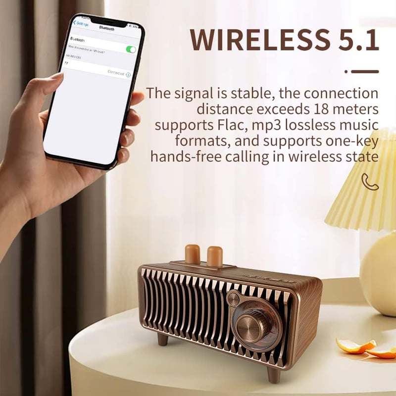 CYBORIS Retro Bluetooth Rádió - Dió Fa, 20W Sztereó, FM, USB/TF/AUX