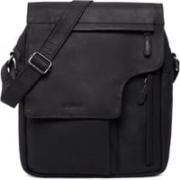 LEABAGS Amsterdam Unisex Válltáska Valódi Bivalybőrből, Vintage Megjelenés, Mágneszáras, Tágas Belső Terekkel - Fekete 1