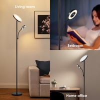 Home Sweet Home Modern LED Állólámpa Olvasólámpával - Fekete, Érintésvezérelt, Állítható Fényerő 2700K-6500K, 42W, 3636lm, 175cm Magas 3