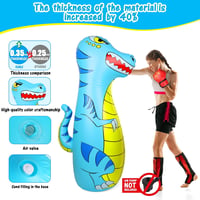 EQARD 120cm Felfújható Dinoszaurusz Boxzsák Gyerekeknek 3-9 Éves Korig, Boxkesztyűvel, Vastag PVC Anyagból, Karate, MMA, Taekwondo Edzéshez 4