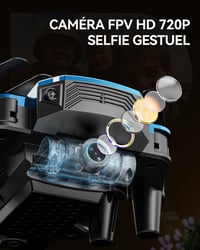 DEERC D20 Mini Drón 720P HD Kamerával - Összecsukható Kék Quadrokopter Gyerekeknek és Felnőtteknek, Hangvezérléssel, 2 Akkumulátorral 3