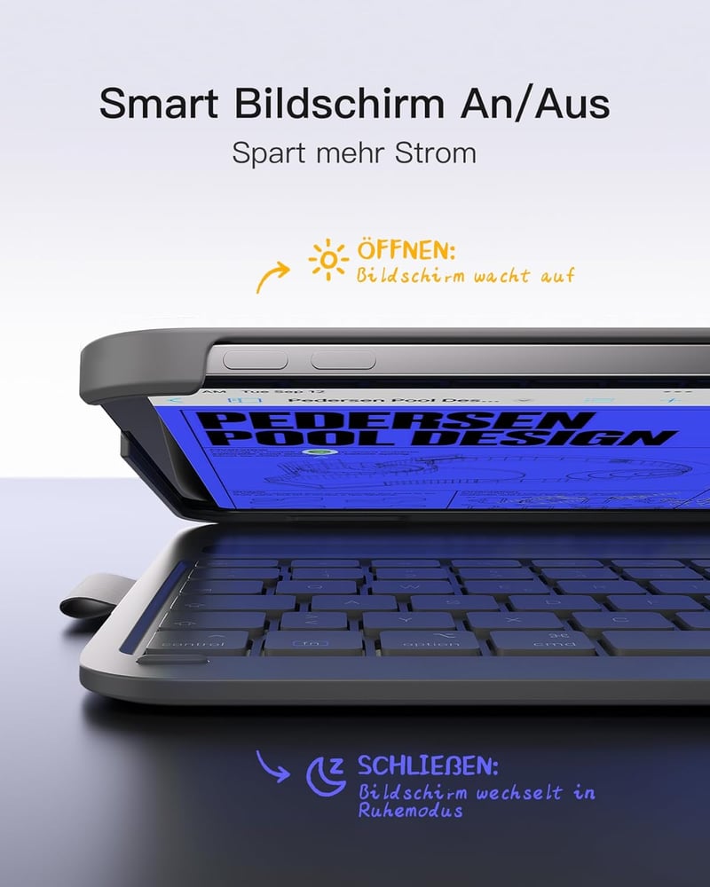 Inateck ultrakönnyű iPad billentyűzetes tok - 10. gen, Air 5/4, Pro 11 - QWERTZ