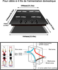 Hobsir 60 cm-es Beépíthető Indukciós Főzőlap 4 Zónával, 7200W, 9 Teljesítményszint, Gombos Vezérlés, Üvegkerámia Felület, Vezetékes 2