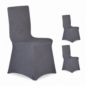 Relaxdays set od 3 navlake za stolice, univerzalna rastezljiva navlaka za banketne stolice, antracit, dekoracija za svečanosti i događanja