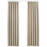 vidaXL sötétítőfüggöny kampókkal 2 db bézs 140x245 cm - használt, helyenként — gyűrődéseknél sérült anyag (állapot: lásd a 2. képet) 1