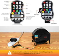 UKing 4db RGB LED Reflektor Akkumulátoros Színes Párt Lámpa Távirányítóval 8