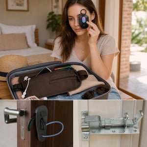 Sigurnosni paket za putovanja: detektor kamera + prijenosna brava + RFID pojas + sigurnosni vijak