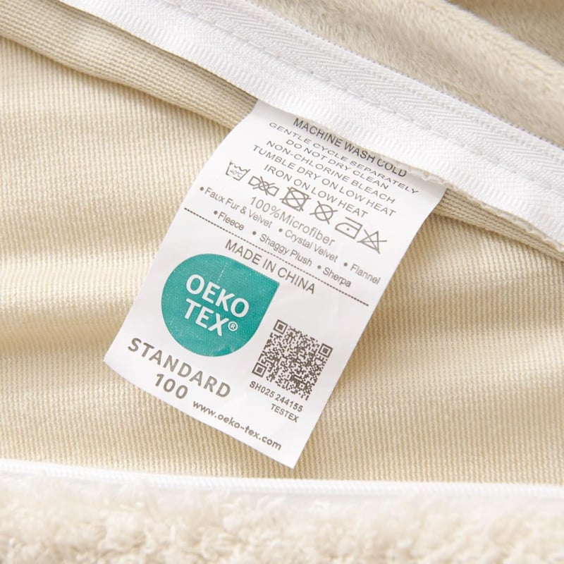 Tospass Plüss Ágynemű 200x200 cm Bézs Teddy Fleece Mikroszálas Huzat Cipzárral - Puha Téli Garnitúra 2 db 80x80 cm Párnahuzattal - Cashmere 