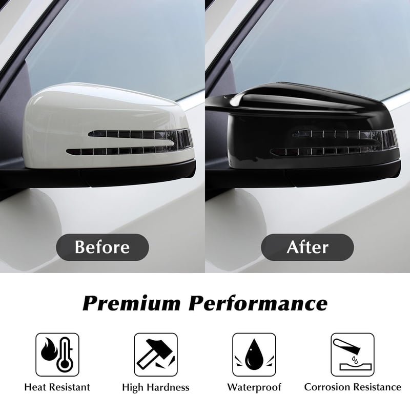 Asasytal Tükör Borítás Mercedes Benz A W176 B W246 C W204 E W212 S W221 CLA GLK GLA Modellekhez - Fényes Fekete ABS Műanyag Visszapillantó 