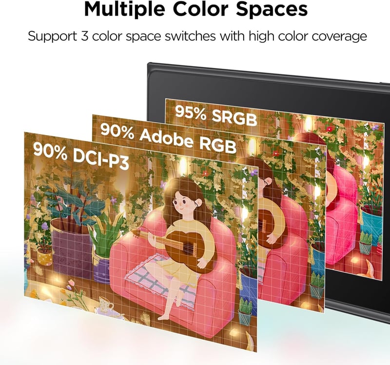 UGEE UE12 11,6" Grafikus Tablet Kijelzővel - 124% sRGB Színtér, 8 Gyorsgomb, Akkumentes Toll, Windows/Mac/Android Kompatibilis, Otthoni Munka