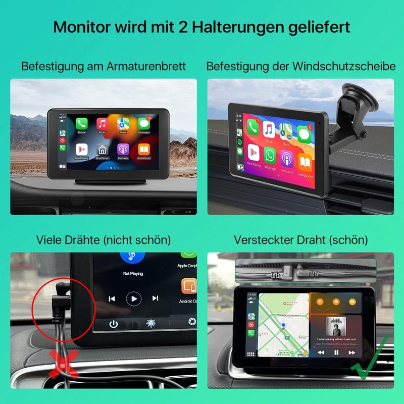 GreenAuto T86 7" érintőképernyős autórádió CarPlay-jel, Android Auto-val és tolatókamerával