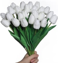 Anaoo 24 db Fehér Latex Műtulipán - Esküvői és Otthoni Dekoráció 1
