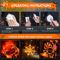 Yeeteesy Halloween Dekorációs Ablakfény - Tökök és Pókok Mintájú Meleg Fehér LED Világítás Beltérre és Kültérre, Elemes Működés, Bambusz Üve 3