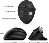 TECKNET Ergonomikus Vezeték Nélküli Egér 2400DPI Vertikális Kialakítással, Újratölthető, 6 Gombos, Fekete - Laptop, PC, MacBook Kompatibilis 12