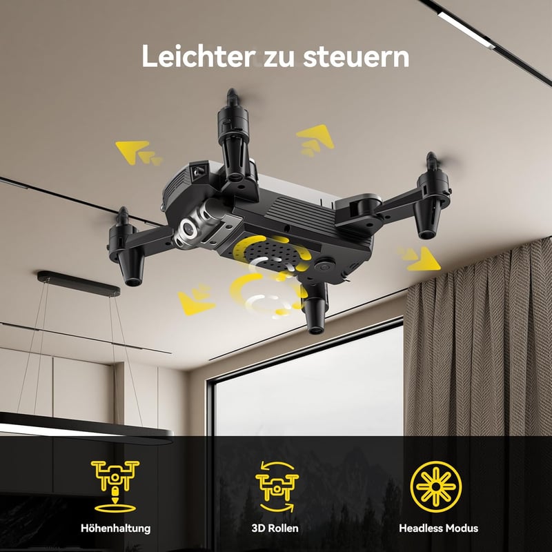 DEERC D20 Összecsukható Mini Drón HD 720P Kamerával, WiFi FPV Élő Közvetítéssel, 2 Akkumulátorral, Hosszú Repülési Idővel, Gesztus Vezérléss