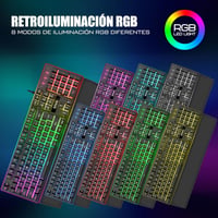 RedThunder K10 3-in-1 Gamer Billentyűzet és Egér Szett Bőr Csuklótámasszal, RGB Háttérvilágítás, Mechanikus Érintés, Spanyol Kiosztás, 7200 2