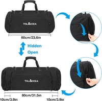 Tolaccea 54-72L Bővíthető Sporttáska Cipőtartóval - Unisex Edzőtáska Utazáshoz, Edzőterembe (Fekete) 4