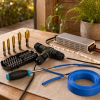 Sada pre elektrikárov: 6x záhlbník + 60-dielny skrutkovač + IP68 spojka + LED zdroj + zmršťovacia bužírka 1
