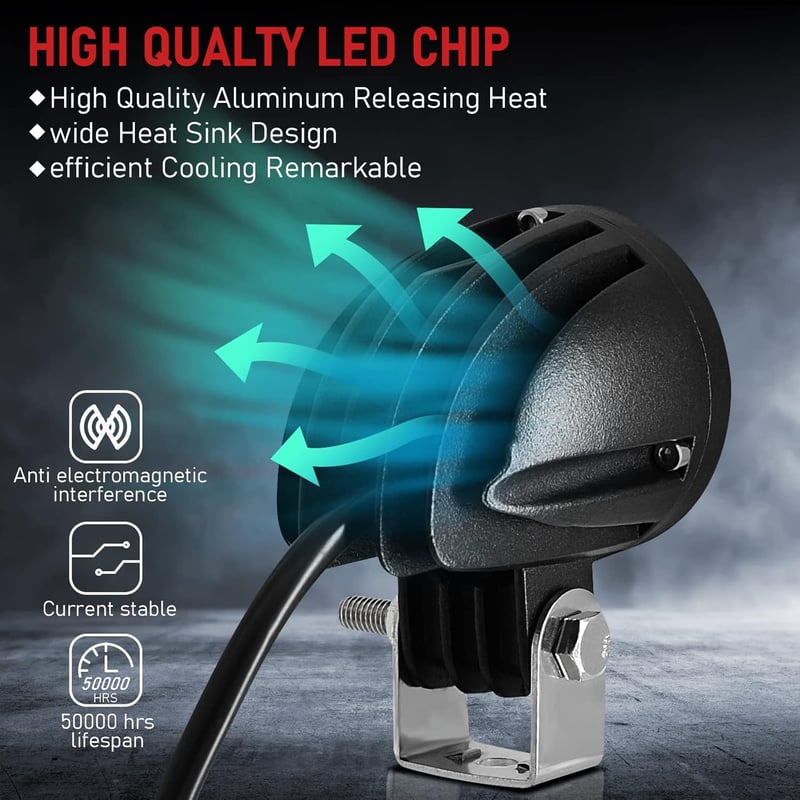 Dinfu 2 Inch LED Motorkerékpár Kiegészítő Fényszóró - 12-24V IP68 Vízálló Spotlámpa ATV UTV Dirt Bike Terepjáró Csónak Pickup Járművekhez