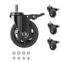 RRIUTO Bútor Görgő Fékkel - 75 mm Forgó Kerekek M10x30 mm Csavarral, 360° Forgás, Dupla Csapágy, 4 db Teherbíró Kerék Bútorokhoz, 400 kg Teh 1