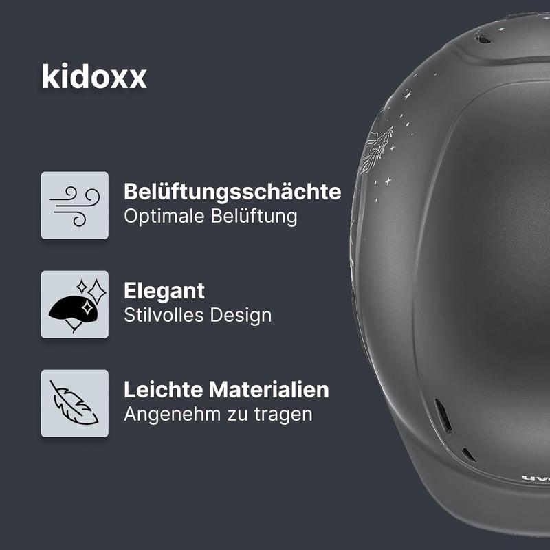 Uvex kidoxx Gyermek Lovaglósisak - Könnyű, Állítható Méretű (49-54 cm) - Optimális Szellőzés - Antracit Matt
